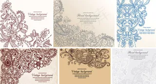 潮流手绘花纹矢量素材