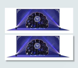 蓝色紫色婚礼背景设计效果图