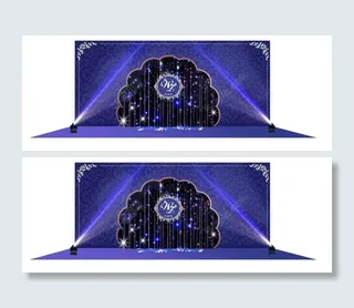 蓝色紫色婚礼背景设计效果图