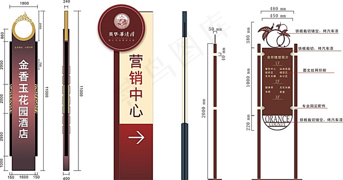 酒店导视牌矢量素材cdr矢量模版下载