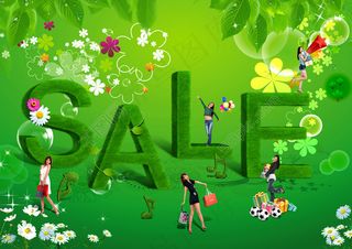 绿意 展板背景   秋装高清psd下载图