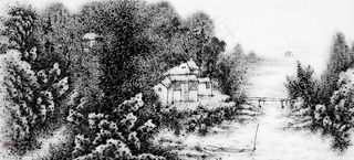 焦墨山水画图片