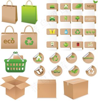 购物袋包装箱矢量素材