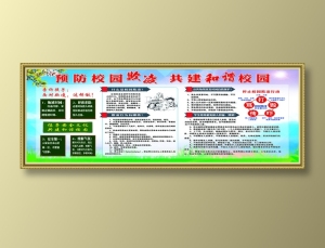 蓝色大气边框 预防校园欺凌版面