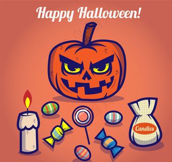 卡通万圣节元素矢量素材图片