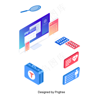 现代时尚2.5D医疗急救装饰插图现代时尚2.5D医疗急救装饰