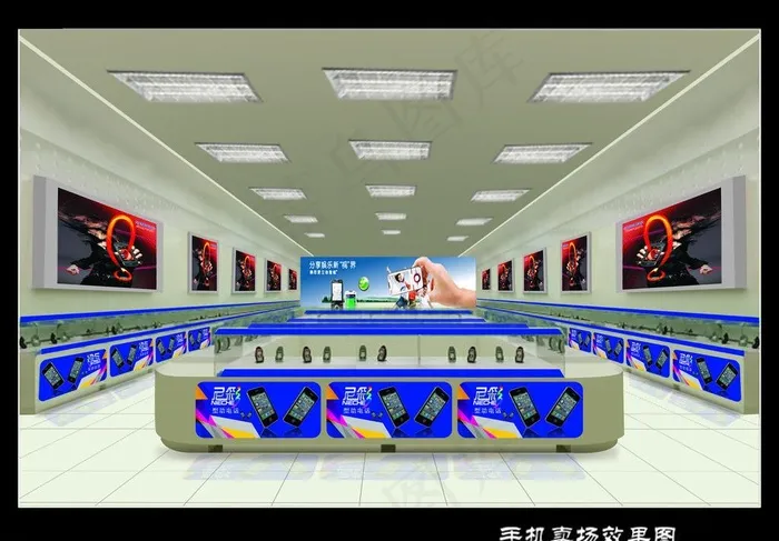 立体手机卖场效果图图片psd模版下载