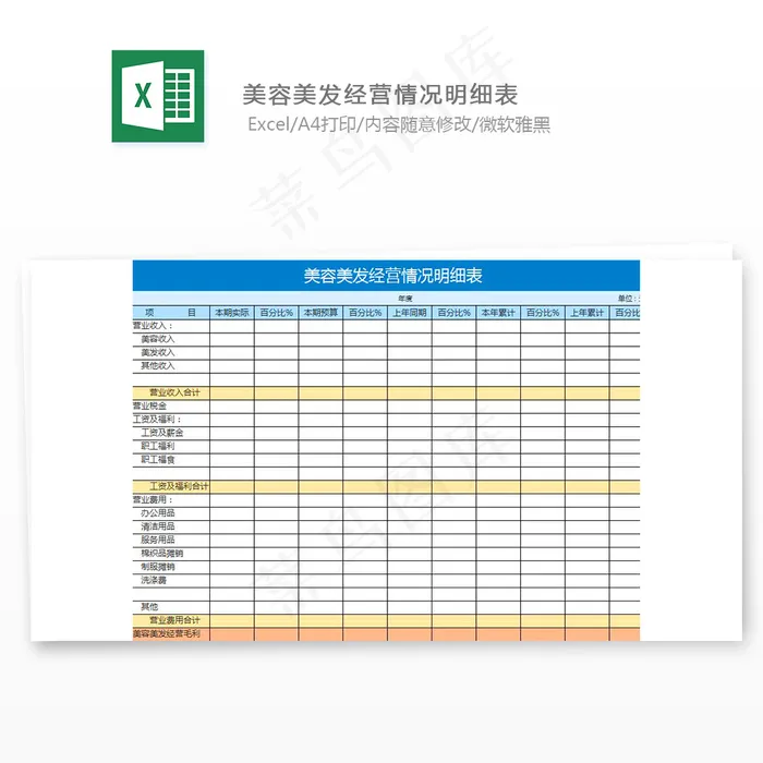 美容美发经营情况明细表