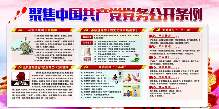 聚焦中国共产党党务公开条例宣传展板(7087X3543(DPI:150))psd模版下载