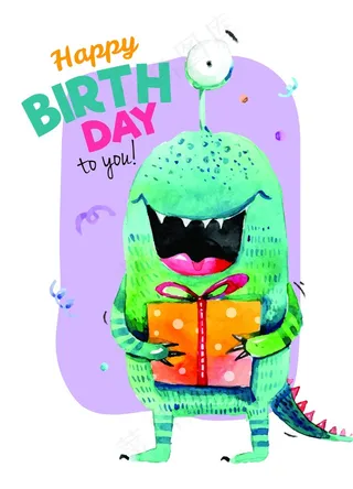 卡通怪兽生日海报