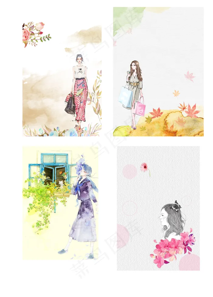 春夏女装新品上新彩绘背景元素