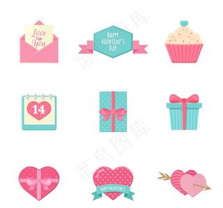 扁平情人节元素