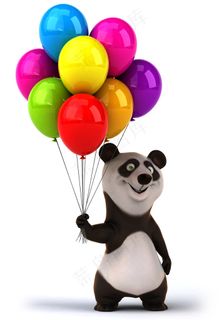 手拿气球的卡通熊猫图片 手拿气球的卡通熊猫图片