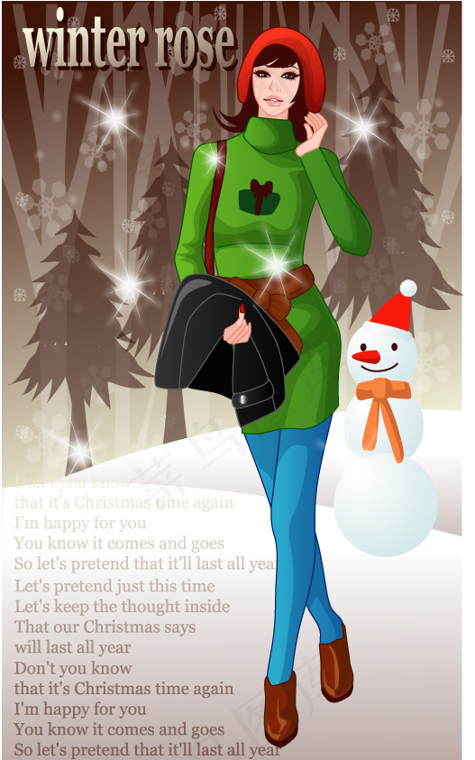 时尚女性 节日装扮 矢量人物 AI...