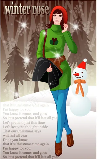 时尚女性 节日装扮 矢量人物 AI...