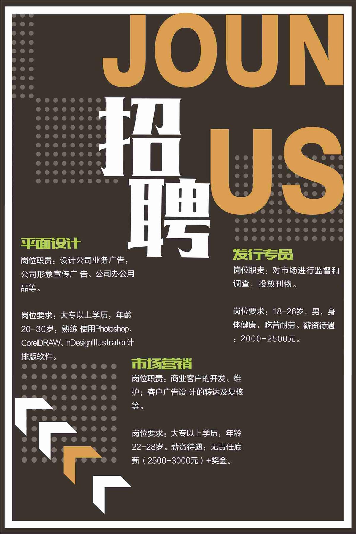 2017时尚简约创意公司招聘海报