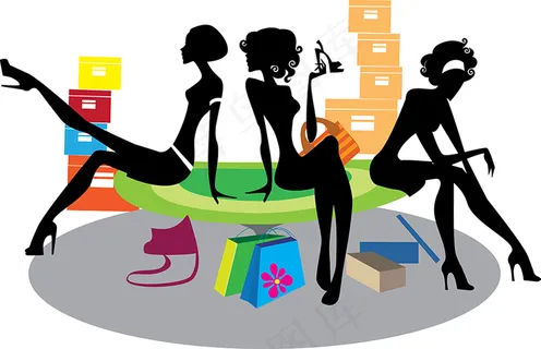 卡通美女剪影03-矢量素材