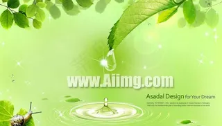 绿叶水滴效果PSD素材