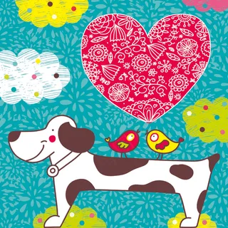 森系小动物可爱卡通元素挂画背景素材