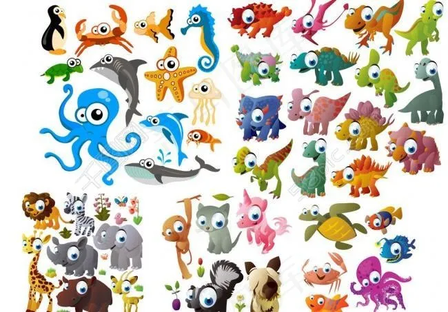 可爱矢量卡通动物图片eps,ai矢量模版下载