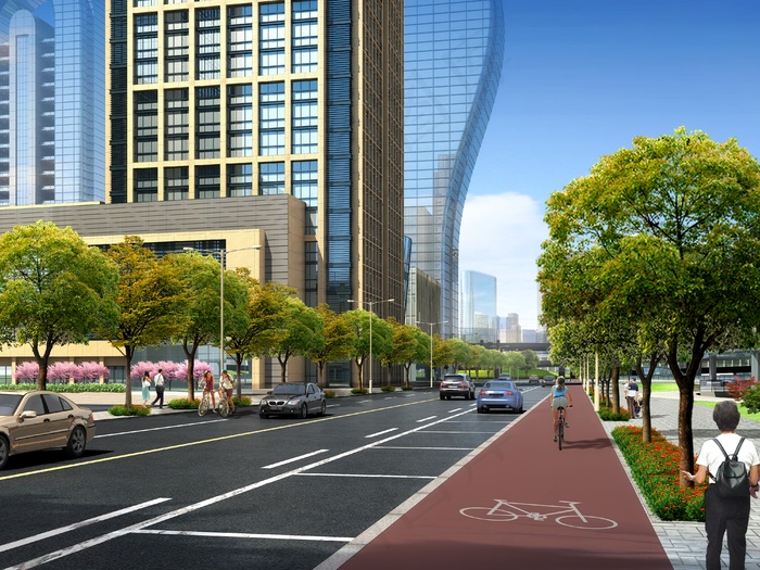 小区道路透视图片