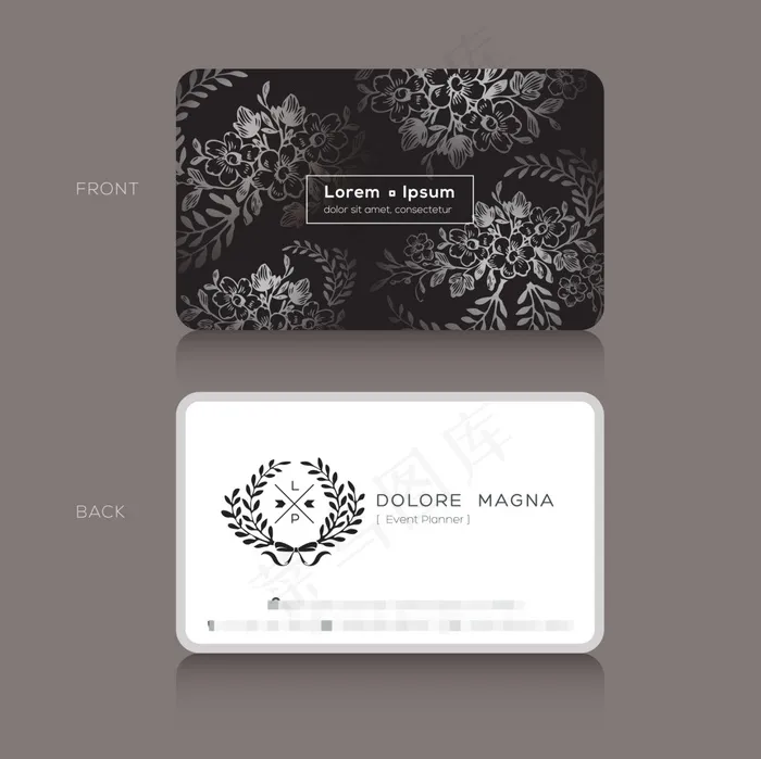 黑白花纹名片ai矢量模版下载