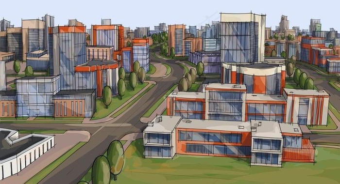 城市建筑小区楼盘图片eps,ai矢量模版下载