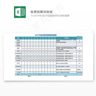 税费预算明细表