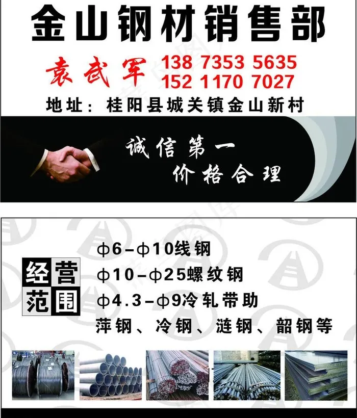 钢材名片图片cdr矢量模版下载