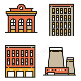 可爱简约建筑icon图标