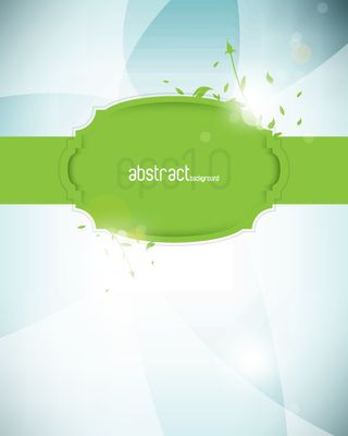 矢量绿叶光晕标签素材