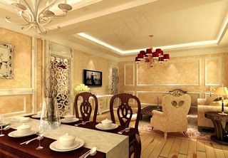 欧式餐厅客厅模型