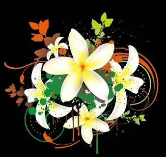 鸡蛋花与墨迹矢量素材 eps格式_... 鸡蛋花与墨迹矢量素材 eps格式_...