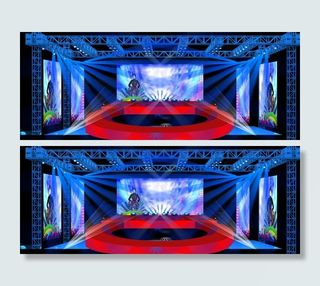 蓝色灯光U型T台婚礼场景效果图