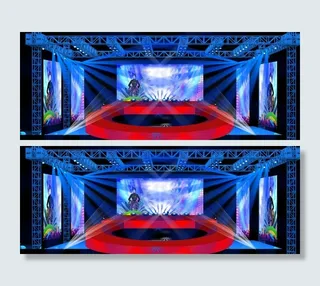 蓝色灯光U型T台婚礼场景效果图