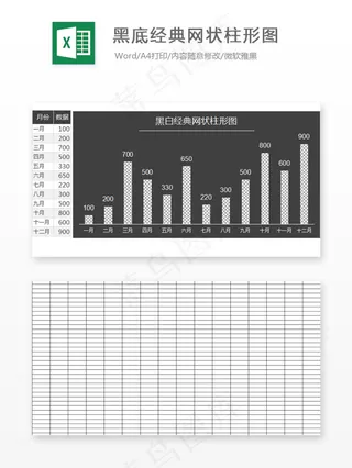 黑底经典网状柱形图