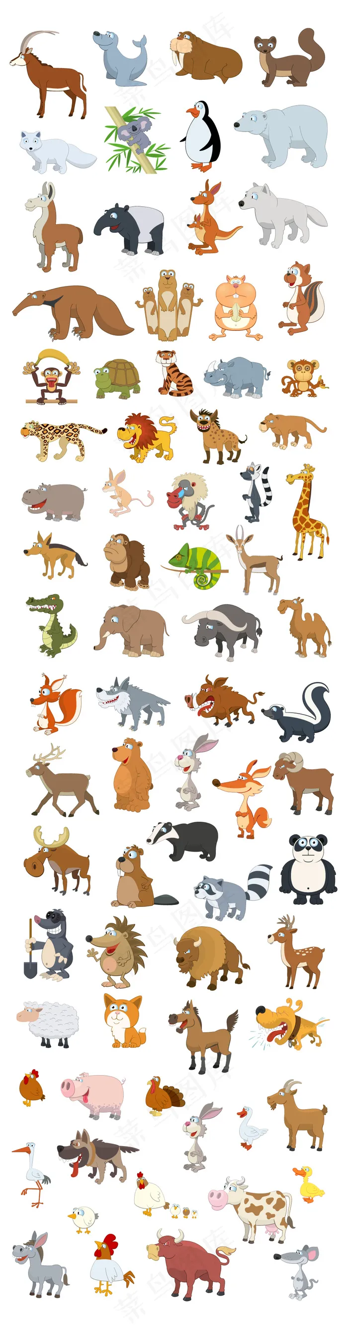 小动物集合卡通动物集合矢量素材插画