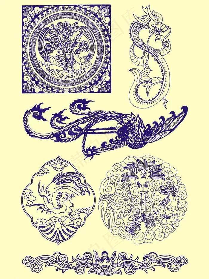 中式花纹花边图案cdr矢量模版下载