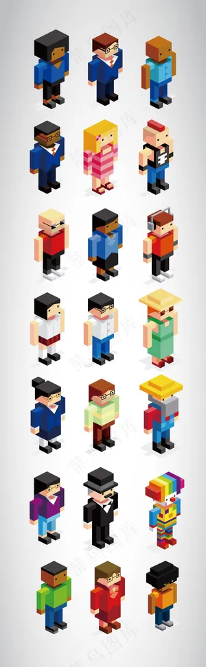 矢量文件拼接乐高人物形象拼图各行业...