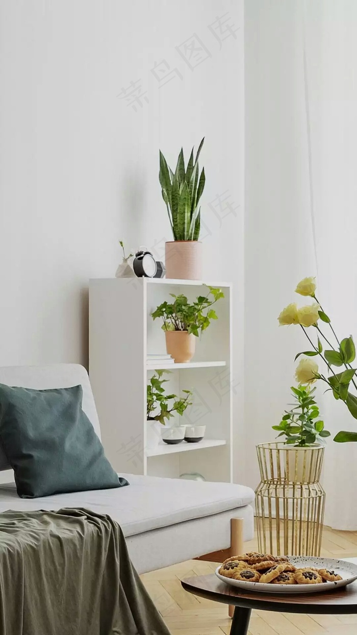 休闲沙发白色储物柜高清摄影图片