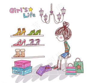 在试穿新鞋的女孩