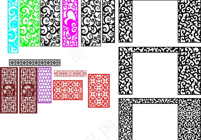 雕花 雕花隔断 镂空雕花 欧式雕花...cdr矢量模版下载