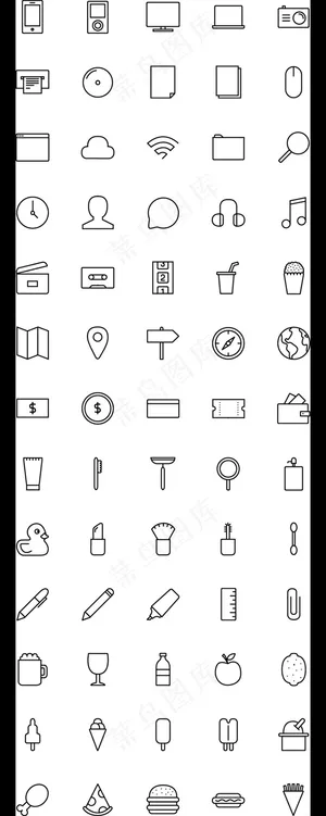 简约黑白线条图标UIICON通讯素...
