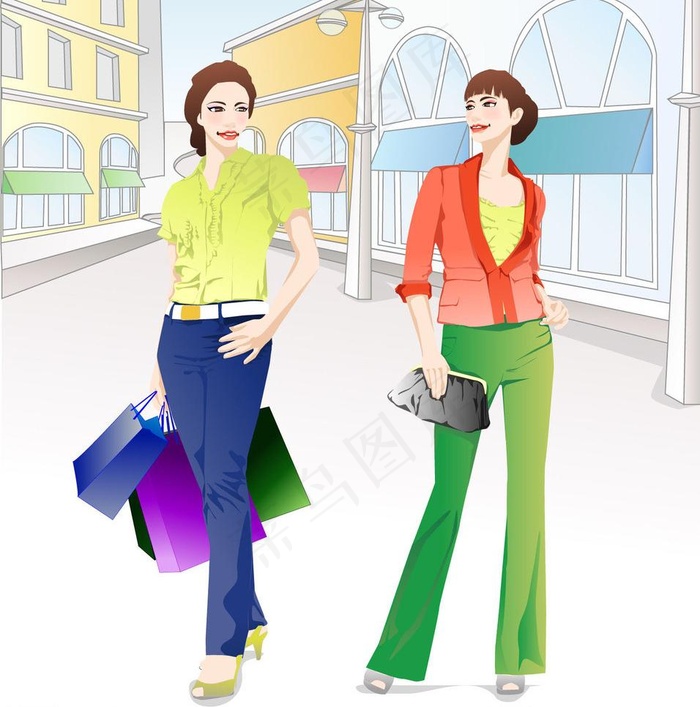 卡通购物图片