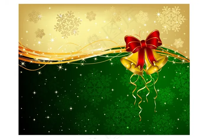 圣诞背景铃铛和装饰的弓ai矢量模版下载