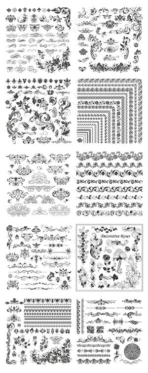 浪漫欧式花纹边框分割线集合