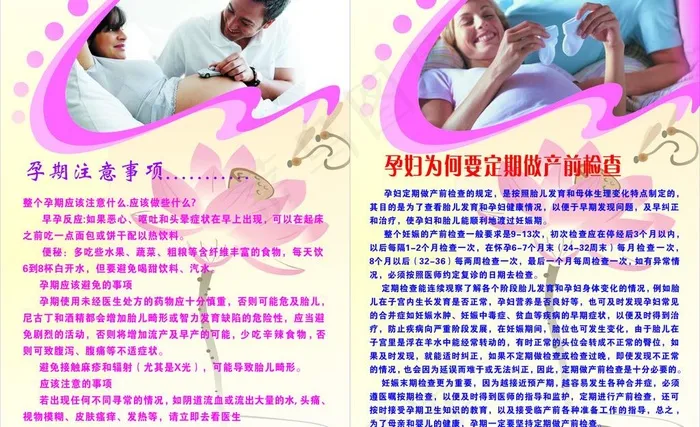 孕期注意事项及产前检查图片cdr矢量模版下载