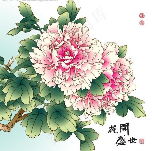 牡丹 花开盛世图片eps,ai矢量模版下载