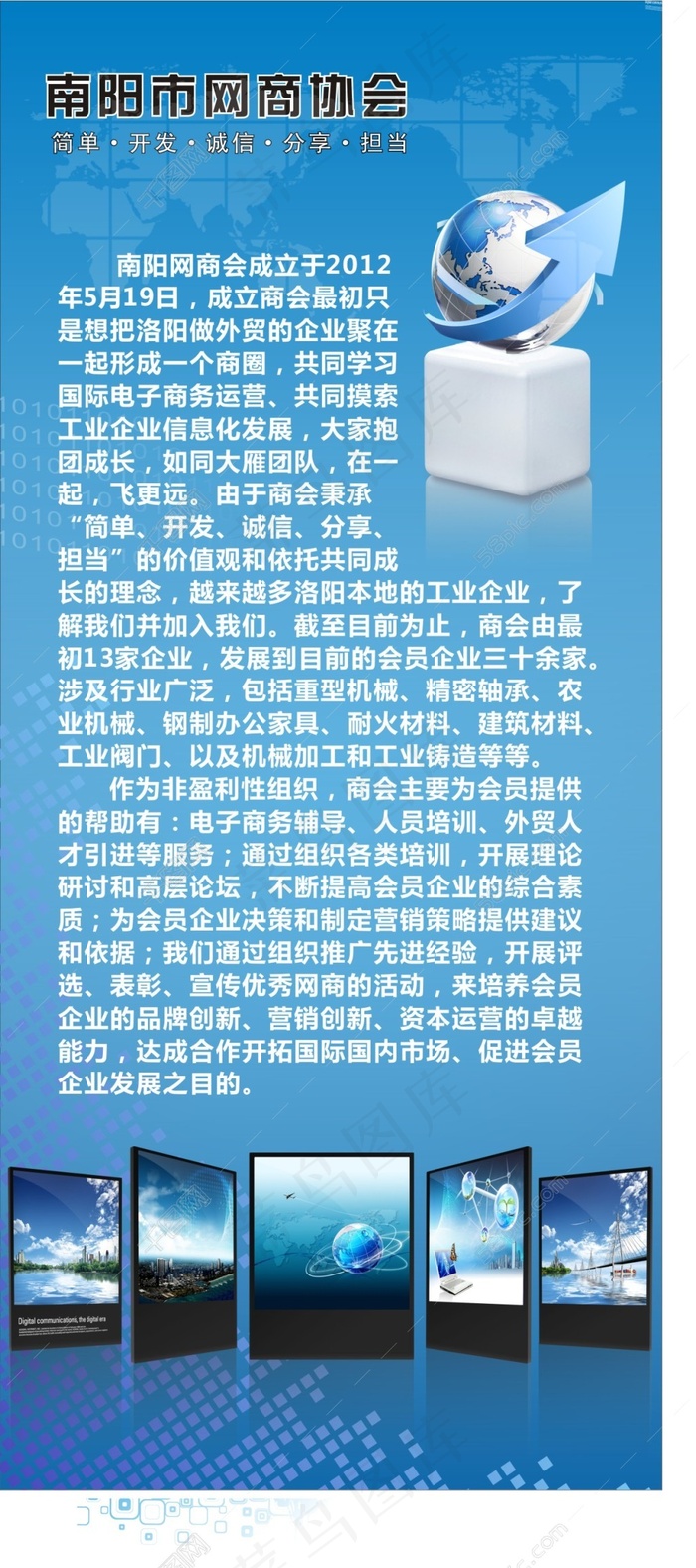 网商协会海报蓝色背景cdr矢量模版下载