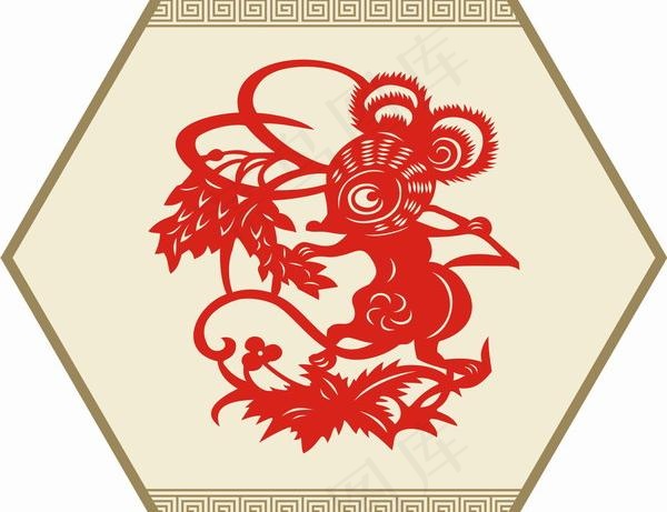 2008新春喜庆剪纸鼠矢量图03
